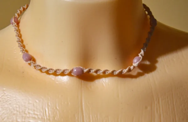 MICRO MACRAME SET - NÁHRDELNÍK + NÁRAMEK + OZDOBA NA NOHU - BARVA RŮŽOVÁ - Image 2