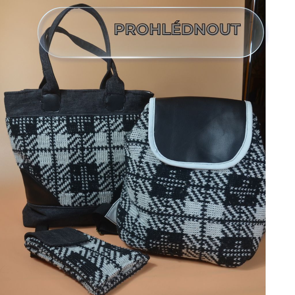 Taška, batůžek, pouzdro na mobil. Set z upcyklovaného svetru